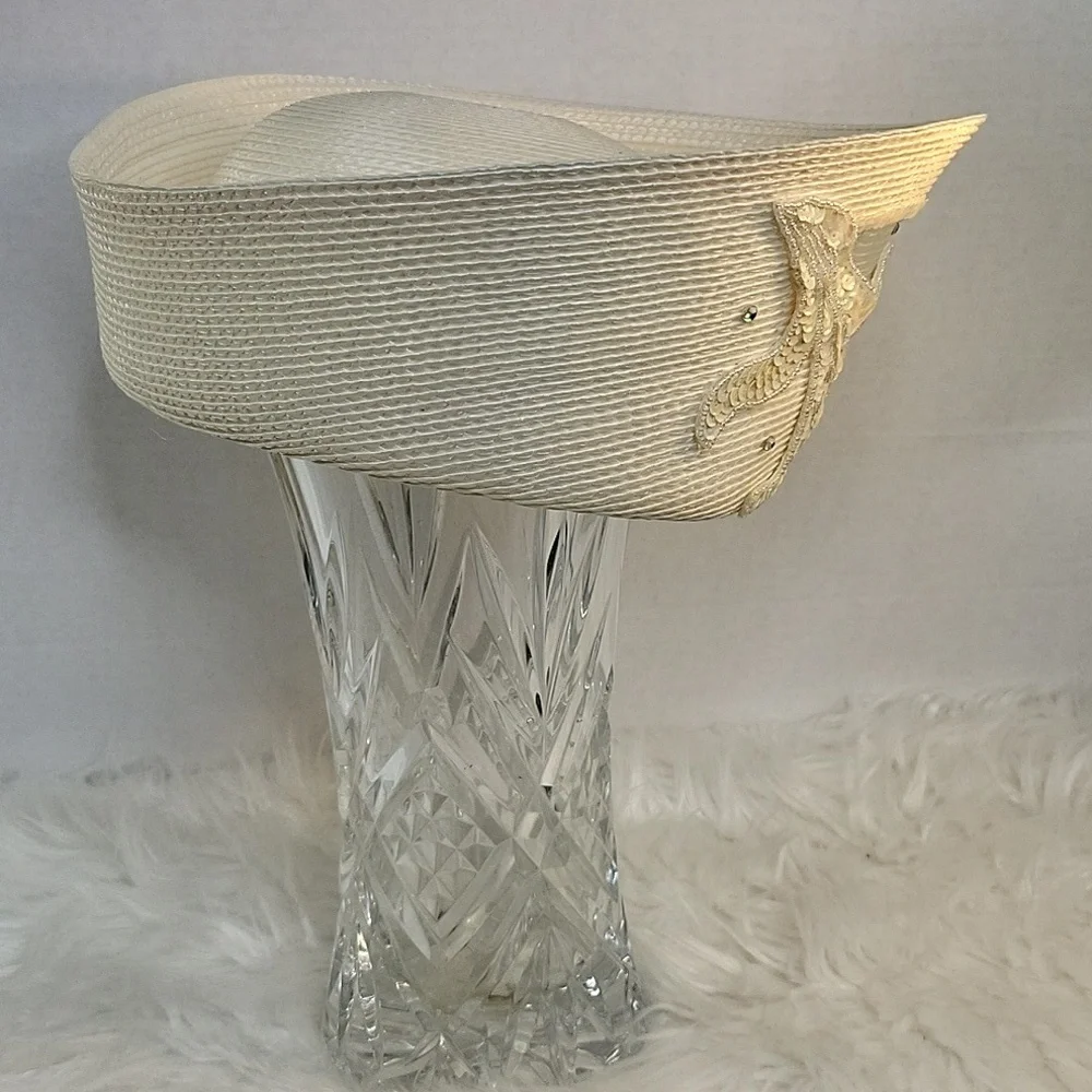 MR. HI'S VINTAGE Sequined and Beaded‎ Woven Straw Hat with Mesh Inserts